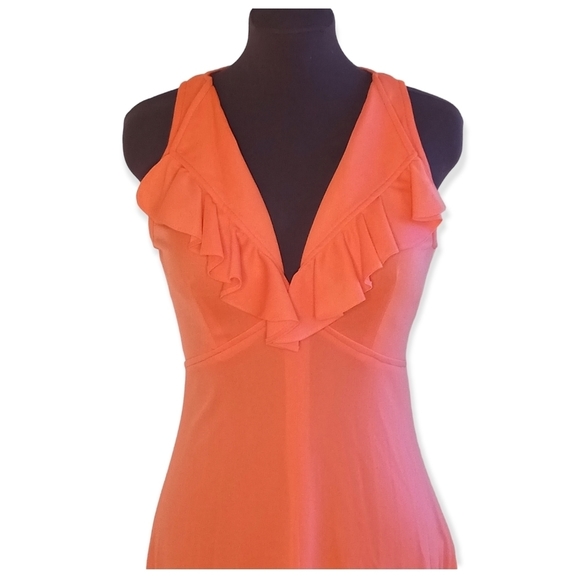 Host pick! Patricia Fair dress maxi low v-neck, sleeveless, coral, size p 13. - Picture 6 of 11